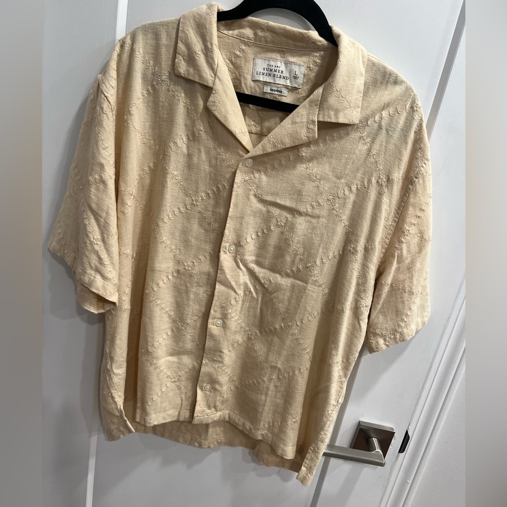 Abercrombie Linen-Blend Short-Sleeve Camp Shirt - Beige